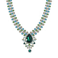 Green Austrian Crystal Necklace in Silvertone 20 Inches - Sticky add to cart bar