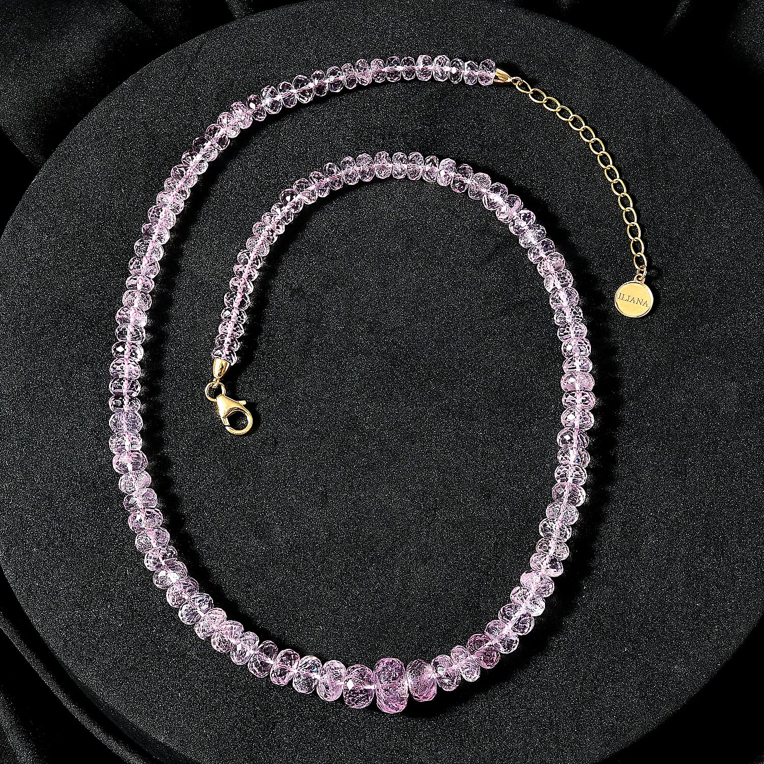 Certified & Appraised Iliana 18K Yellow Gold AAA Pink Morganite Beaded Necklace 18-20 Inches 145.00 ctw