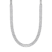 Lustro Stella Finest CZ Necklace (13-16 Inches) in Rhodium Over Sterling Silver 56.80 ctw