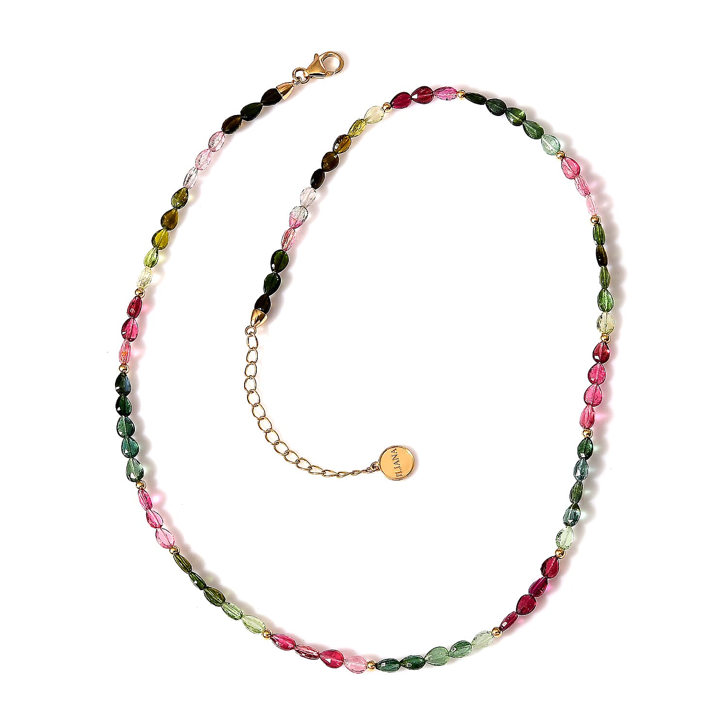 Certified & Appraised Iliana 18K Yellow Gold AAAA Multi-Tourmaline Beaded Graduated Necklace 18-20 Inches 30.00 ctw