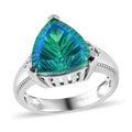 Concave Cut Peacock Quartz (Triplet) Solitaire Ring in Platinum Over Sterling Silver 6.50 ctw (Del. in 7-10 Days) - Sticky add to cart bar