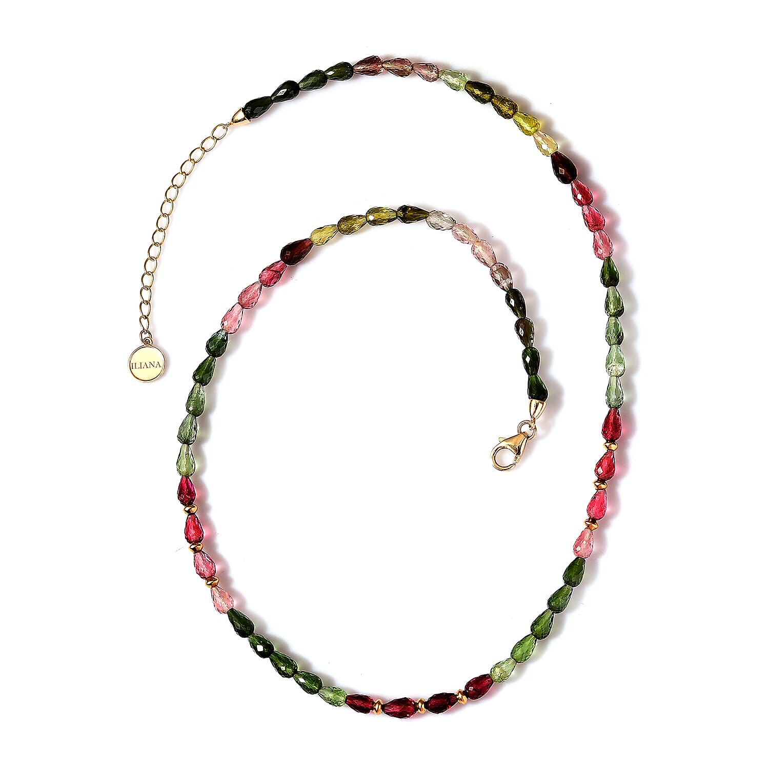 Certified & Appraised Iliana AAAA Multi-Tourmaline 50.00 ctw Beaded Graduation Necklace in 18K Yellow Gold 18-20 Inches