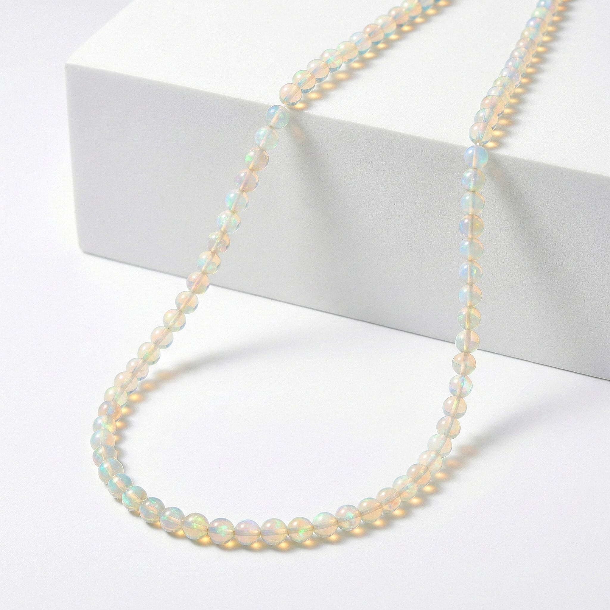 Certified & Appraised Luxoro 14K Yellow Gold AAAA Ethiopian Welo Opal Beaded Necklace 18-20 Inches 30.00 ctw