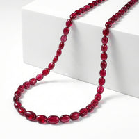 Certified & Appraised Rhapsody 950 Platinum AAAA Ouro Fino Rubellite Beaded Graduated Necklace 18 Inches with 2 Inch Extender 100.00 ctw