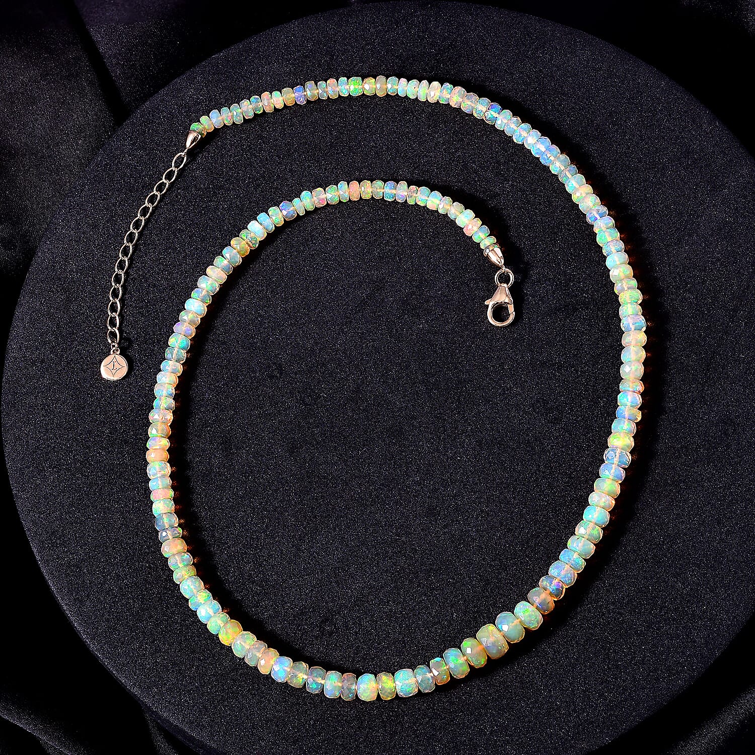 Certified & Appraised Luxoro 14K Yellow Gold AAAA Ethiopian Welo Opal Beaded Necklace 18 Inches with 2 Inch Extender 60.00 ctw