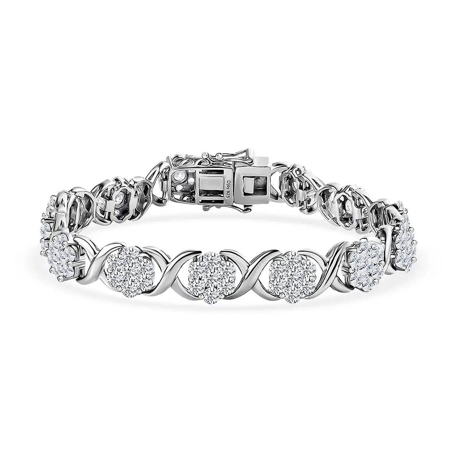 Moissanite Bracelet in Platinum Over Sterling Silver (6.50 In) 9.50 ctw