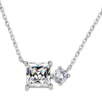 Lustro Stella Finest CZ Necklace (16-18 Inches) in Rhodium Over Sterling Silver 3.50 ctw