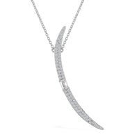 Lustro Stella Finest CZ Horn Necklace (18-20 Inches) in Rhodium Over Sterling Silver 1.30 ctw
