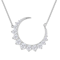 Lustro Stella Finest CZ Necklace (18-20 Inches) in Rhodium Over Sterling Silver 4.40 ctw