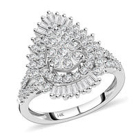 14K White Gold Diamond (I1) Ring (Size 7.0) (4.6 g) 1.00 ctw