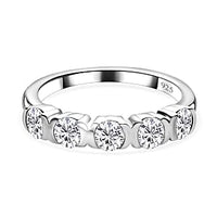 Moissanite Ring in Platinum Over Sterling Silver (Size 6.5) 0.75 ctw