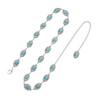 Constituted Blue Howlite Belt in Silvertone (32-45 Inches) 100.00 ctw