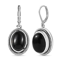 Black Onyx Lever Back 12.00 ctw Earrings in Stainless Steel