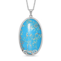Blue Imperial Jasper Necklace (24 Inches) in Stainless Steel 40.00 ctw