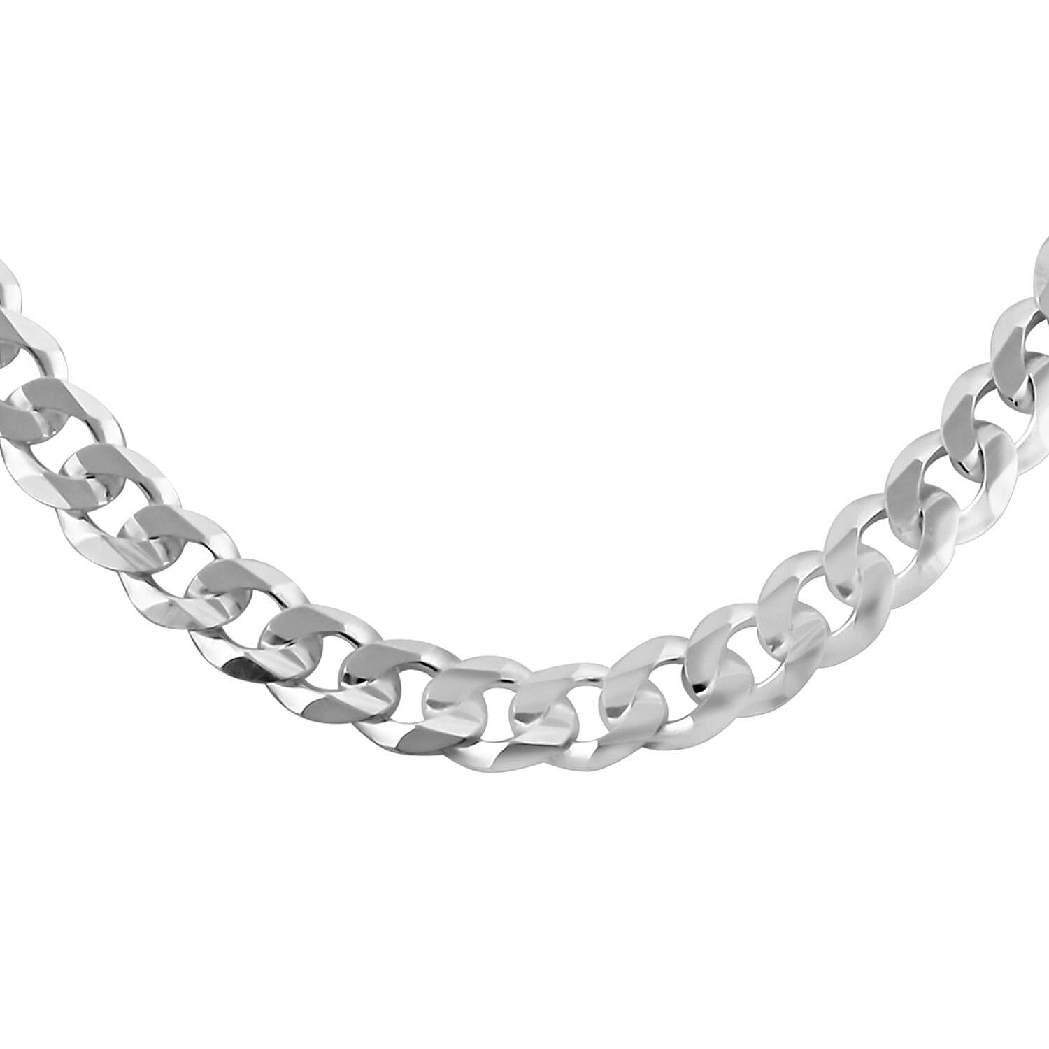 Italian Sterling Silver Flat Curb Chain Necklace 20 Inches 8.70 Grams