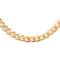 Italian 14K Yellow Gold Over Sterling Silver Flat Curb Chain Necklace 20 Inches 9.5 Grams