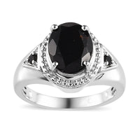 Nigerian Black Tourmaline and Thai Black Spinel Ring in Platinum Over Copper 3.10 ctw