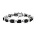 Black Tourmaline, White Topaz Bracelet in Platinum Over Sterling Silver (8.00 In) 27.75 ctw - Sticky add to cart bar