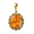 Premium BURITI Fire Opal and Yellow Diamond Halo Pendant in Vermeil Yellow Gold Over Sterling Silver 2.80 ctw - Sticky add to cart bar
