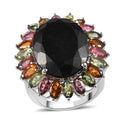 Australian Black Tourmaline, Multi-Tourmaline Ring in Platinum Over Sterling Silver (Size 10.0) 22.65 ctw - Sticky add to cart bar