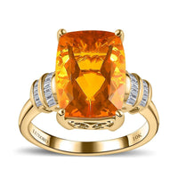 Luxoro 10K Yellow Gold Premium Brazilian Fire Opal and G-H I3 Diamond Ring (Size 6.0) 4.85 ctw