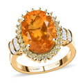 Luxoro 10K Yellow Gold Premium Brazilian Fire Opal, Natural Yellow and White Diamond I3 Halo Ring (Size 10.0) 4.05 Grams 4.65 ctw - Sticky add to cart bar