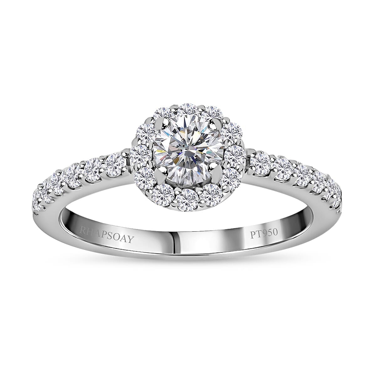 RHAPSODY IGI Certified 950 Platinum Diamond E-F VS Ring (Size 8.0) 4.70 Grams 1.00 ctw