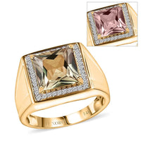 Doorbuster Luxoro 14K Yellow Gold AAA Turkizite, Diamond (G-H, I3) Men's Ring (Size 10.0) (7 g) (Del. in 5-7 Days) 4.40 ctw