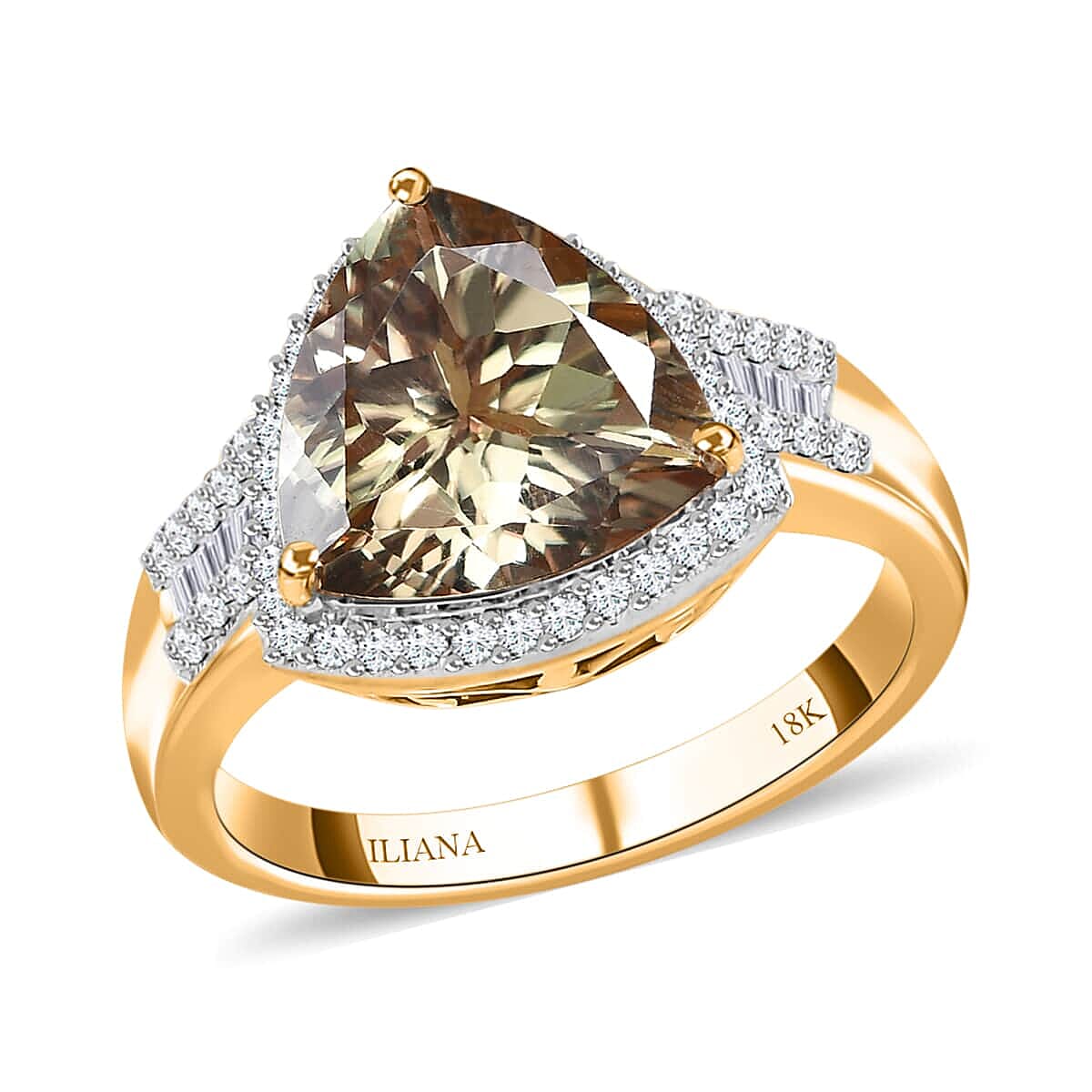 Iliana 18K Yellow Gold AAA Turkizite and G-H SI Diamond Ring (Size 5.5) 5 Grams 4.50 ctw
