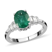 RHAPSODY 950 Platinum AAAA Kagem Zambian Emerald and E-F VS Diamond Ring 5.50 Grams 1.90 ctw