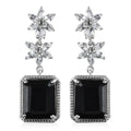 Black Tourmaline and White Topaz Dangle Earrings in Platinum Over Sterling Silver 16.85 ctw - Sticky add to cart bar