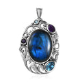 AAA Malagasy Labradorite and Multi Gemstone Pendant without Chain in Sterling Silver 28.10 ctw - Sticky add to cart bar