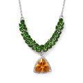Premium BURITI Fire Opal and Multi Gemstone Necklace 18 Inches in Platinum Over Sterling Silver 5.75 ctw - Sticky add to cart bar