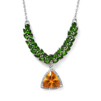 Premium BURITI Fire Opal and Multi Gemstone Necklace 18 Inches in Platinum Over Sterling Silver 5.75 ctw