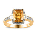 Premium Brazilian Fire Opal and White Zircon Ring in Vermeil Yellow Gold Over Sterling Silver 2.10 ctw - Sticky add to cart bar