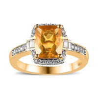 Premium Brazilian Fire Opal and White Zircon Ring in Vermeil Yellow Gold Over Sterling Silver 2.10 ctw
