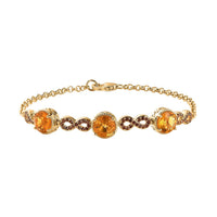 Premium BURITI Fire Opal and Brown Zircon Bracelet in Vermeil Yellow Gold Over Sterling Silver (7.25 In) 3.00 ctw