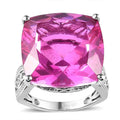 Doorbuster Radiant Orchid Quartz (Triplet) Solitaire Ring in Platinum Over Sterling Silver 24.15 ctw - Sticky add to cart bar