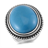Sleeping Beauty Howlite 50.00 ctw Oval Ring in Stainless Steel (Size 6.0)