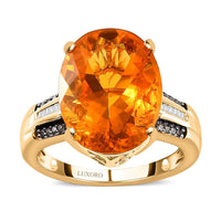 Luxoro 10K Yellow Gold Premium BURITI Fire Opal, Natural Champagne and White Diamond I3 Ring 5 Grams 6.55 ctw