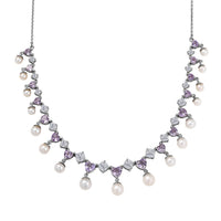D'Joy Rose De France Amethyst, Multi Gemstone Necklace (18 Inches) in Platinum Over Sterling Silver 12.20 ctw