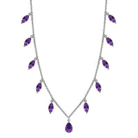 African Amethyst Station Necklace (18 Inches) in Vermeil YG Over Sterling Silver 5.80 ctw