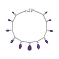 African Amethyst Station Charm Bracelet in Platinum Over Sterling Silver (7.25 In) 5.80 ctw - Sticky add to cart bar
