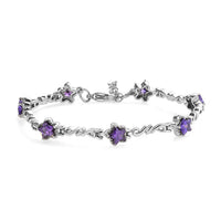 Simulated Blue Diamond Station Bracelet in Stainless Steel (7.00 In) 6.75 ctw