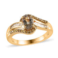 AAA Turkizite, Yellow and White Diamond Ring in Vermeil Yellow Gold Over Sterling Silver (Size 10.0) 1.10 ctw - Sticky add to cart bar