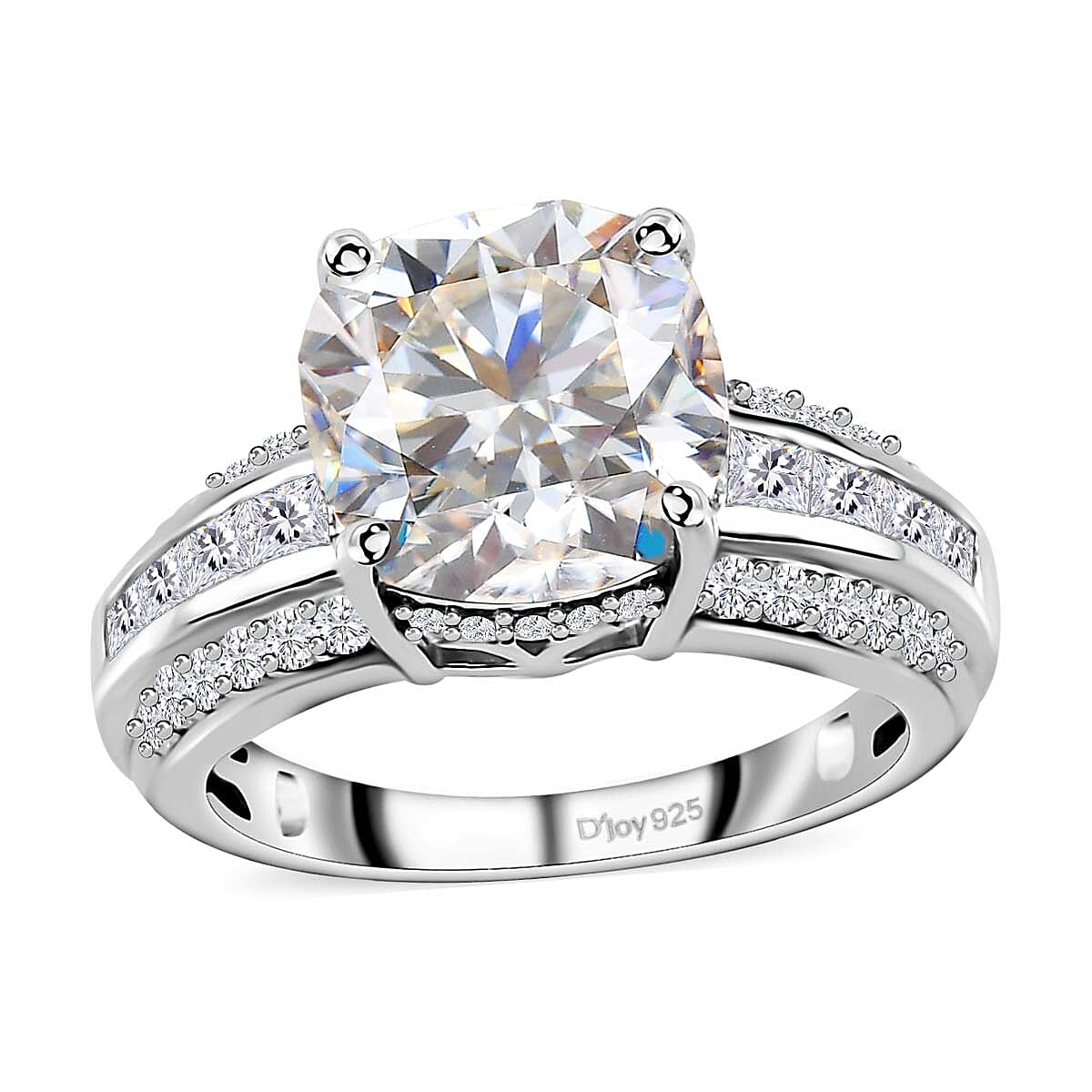 Moissanite Ring in Platinum Over Sterling Silver 6.00 ctw