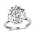 White Topaz Solitaire Ring in Platinum Over Sterling Silver (Size 10.0) 9.10 ctw - Sticky add to cart bar