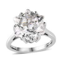 White Topaz Solitaire Ring in Platinum Over Sterling Silver (Size 10.0) 9.10 ctw