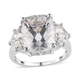 White Topaz Trilogy Ring in Platinum Over Sterling Silver (Size 10.0) 8.60 ctw - Sticky add to cart bar