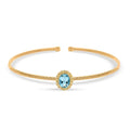 Modani 14K Yellow Gold Aquamarine and Natural Yellow Diamond SI-SI2 Cuff Bracelet (7.00 In) 3.65 Grams 1.00 ctw - Sticky add to cart bar